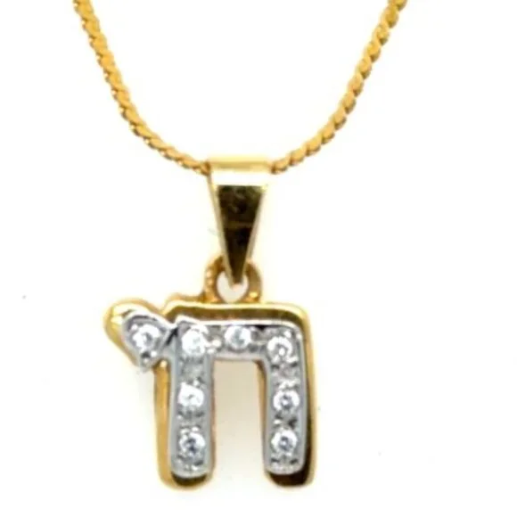 Yellow Gold Diamonds Chai 1 Pendant Including Solid Bale